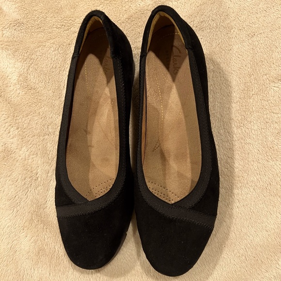 Clarks Black Suede Slip-On Loafers - Picture 2 of 7